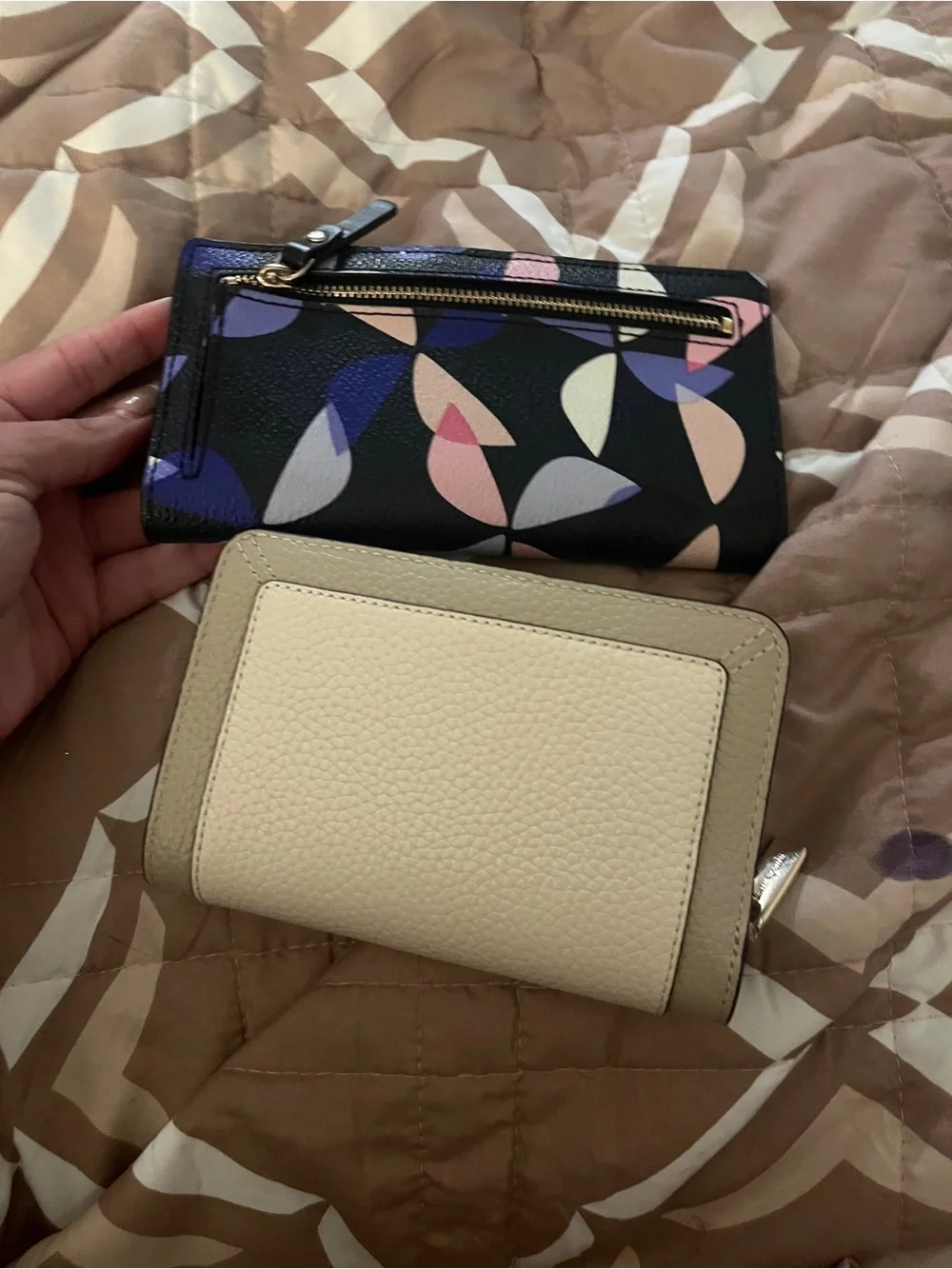 2 Kate spade wallets: Beige Pebbled Leather Wallet - Neutral Compact Card Case